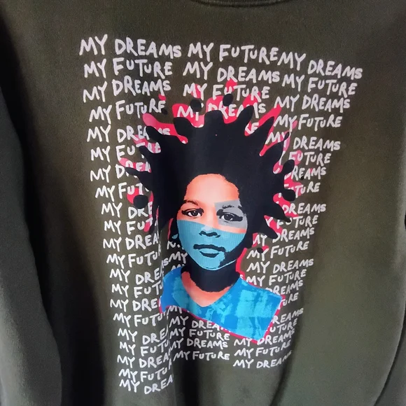 Black History Month Graphic Sweatshirt XXL Olive Green Pullover Streetwear - Picture 3 of 7